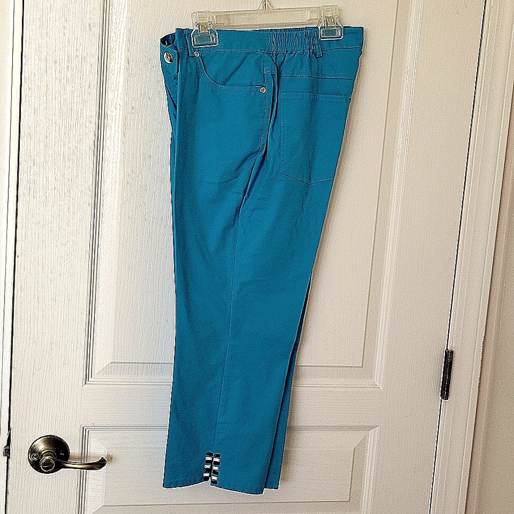 Turquoise Blue Crop Pants